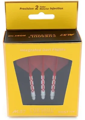 Productafbeelding van Geïntegreerde dartpijlen met flights. Rode flights, witte schachten. 74mm. Set van 3