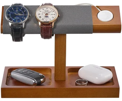 Image de Présentoir à montres, support à montres en bois, étagère de rangement pour montres, présentoir en forme de T – 1 étage, marron