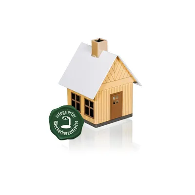 Produktbild von 2208 - Räucherhäuschen aus Metall "Waldhaus sandfarben", 98 mm