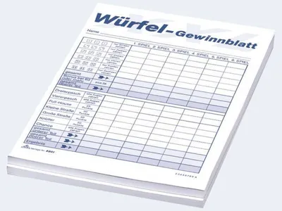Produktbild von Würfelspiel-Gewinnblatt XXL-Block A5 2x85 Blatt