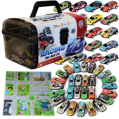 Produktbild von Großes Spielzeugauto Set Rennwagen mit Tragekoffer & Spielmatte