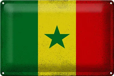 Produktbild von Blechschild Flagge Senegal 30x20cm Flag of Senegal Vintage