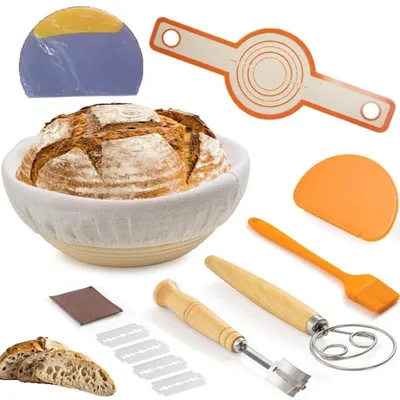 Image de Omgoods - Ensemble de paniers à pain avec couteau à pain et racloir à pâte