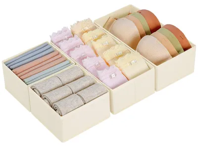 Lade-Organizer Set 4er-Pack faltbare Stoffboxen Beige