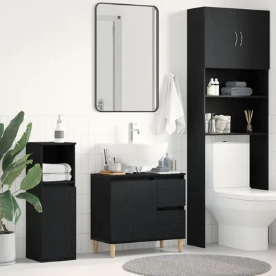 Produktbild von Möbel Waschbeckenunterschrank Schwarz Eiche 65x33x60 cm Holzwerkstoff - Badspiegel 862811