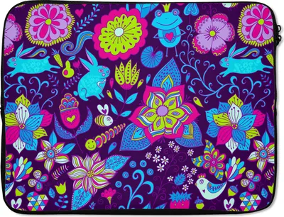 Produktbild von MuchoWow® Laptop Hülle 17 Zoll Laptoptasche Mädchen - Kaninchen - Rosa - Muster - Mädchen - Kinder - Kinder - Zipper - Schutzabdeckung