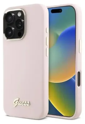 Immagine prodotto di Guess Guhcp16Xsmbslp Iphone 16 Pro Max6.9 Różowy/Rosa Custodia rigida in silicone Script Metal Logo & Frame