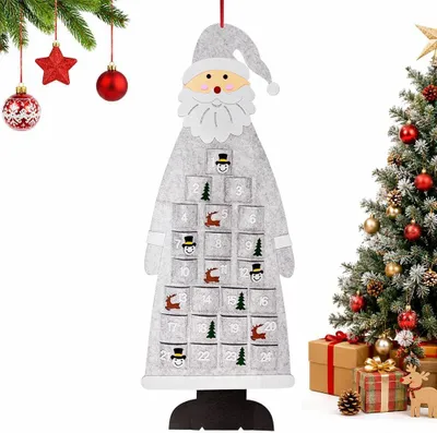 Image de Calendrier de l'Avent de Noël - Réutilisable - Calendrier de l'Avent en feutre, à suspendre au mur - Calendrier de compte à rebours de Noël - Calendrier de l'Avent en tissu