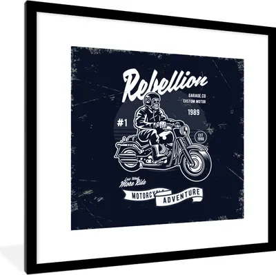 Produktbild von MuchoWow® MuchoWow® Gerahmtes Poster Motorrad - Mann - Retro - Zitat 40x40 cm - Poster mit zchwarzem Bilderrahmen - Poster - Plakat im Rahmen