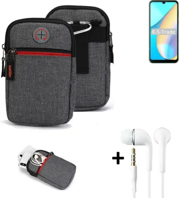 Produktbild von K-S-Trade Gürteltaasche + Kopfhörer kompatibel mit Blackview OSCAL C20 Pro Handy Tasche Holster Schutz Hülle Handy Hülle grau Zusatzfächer 1x