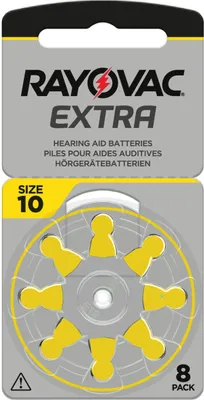 Produktbild von Rayovac 1000x Extra Advanced Gr. 10 Hörgerätebatterien 8er Blister PR70 Gelb 24610 10AUX-8XEMF