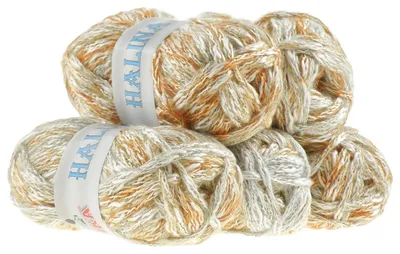 500g Strick-Garn Halina by Vlnika Strick-Wolle orange-weiß-grau