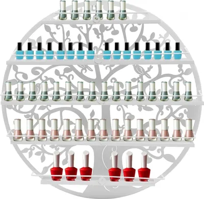 Produktbild von Nagellackregal - Wandmontiertes rundes Displayregal - 5 Ebenen - Metall - Ø 60 cm - Aufbewahrung und Präsentation