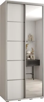 Produktbild von MEBLE KRYSPOL Davos 5 Schrank, zwei Türen - 235,2x120x45 cm - Weiß Weiß Silber