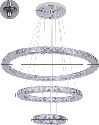 Zdjęcie produktu dla Kryształowa lampa wisząca o regulowanej wysokości, z funkcją zdalnego sterowania, 20 40 60 cm - srebrna, Z pilotem zdalnego sterowania