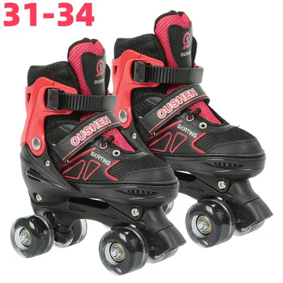 Produktbild von Verstellbar Rollschuhe für Kinder Roller Skates Inline Skates Größe 31-34 (Rot)