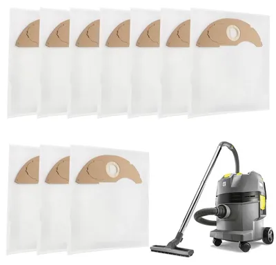 Immagine prodotto di Sacchetti per aspirapolvere 10 pezzi, adatti per aspirapolvere b/n (asciutto/umido) - tessuto non tessuto bianco - dimensioni 42 cm x 49 cm