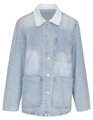 Produktbild von Damen Regular-Fit Casual Baumwoll-Jacke mit praktischen Taschen blau Größe S