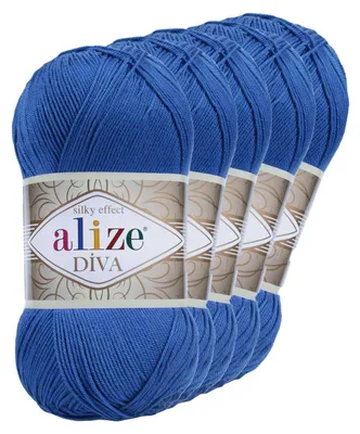 5 x 100g Strickgarn ALIZE DIVA 132 königsblau