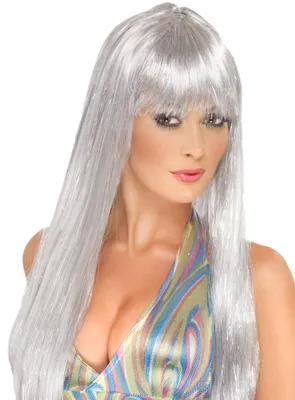 Produktbild von Disco Glitter Kostüm Perücke silber Fasching Karneval