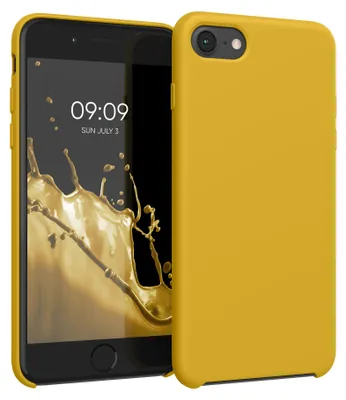 Produktbild von kwmobile Handyhülle für Apple iPhone SE (2022 / 2020) / iPhone 8 / 7 Hülle - Case Silikon - Kabelloses Laden - Schutzhülle Cover in Honiggelb
