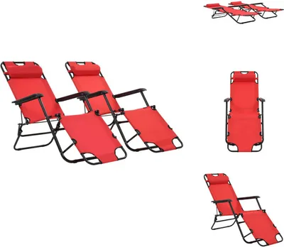 Produktbild von vidaXL Klappbare Sonnenliegen 2 Stk. mit Fußablage Rot -  Sonnenliegen