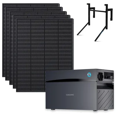 Produktbild von SUNSHARE Ray 1000W Balkonkraftwerk Komplettset mit 2 kWh Glory & Solarpanel-Halterung für Balkone mit Betonbrüstung