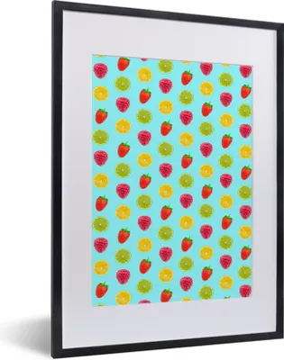 Produktbild von MuchoWow® MuchoWow® Gerahmtes Poster Früchte - Muster - Farben 30x40 cm - Poster mit zchwarzem Bilderrahmen - Wandposter Schlafzimmer