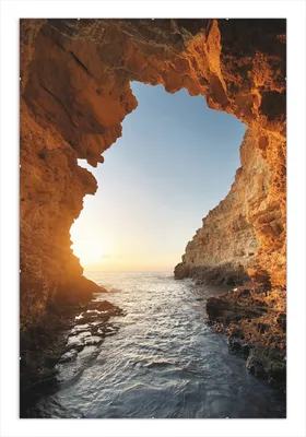Produktbild von Wallario Wandbild Höhlen am Meer, Größe: 61 x 91,5 cm, Poster mit rahmenlosen Bildhalter