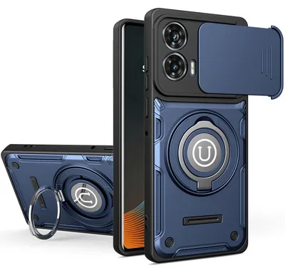Produktbild von Magnetische Handyhülle für Motorola Moto G35 mit Kameraschutz Schieber, Ringhalter und Ständer, Stoßfeste Hülle Blau