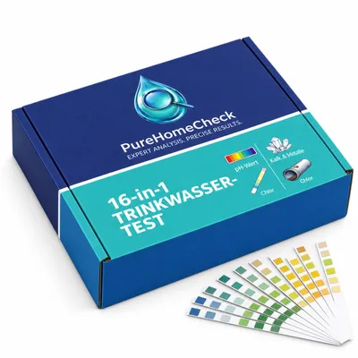 Produktbild von PureHomeCheck 16-in-1 Trinkwassertest – 52 Teststreifen Jahresvorrat mit KI-Auswertung, KI-generiertes Bild