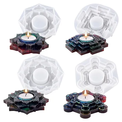 Produktbild von 4 Stück Silikonform für Kerzenhalter, Epoxidharzform, Blumenform für DIY Kerzenständer