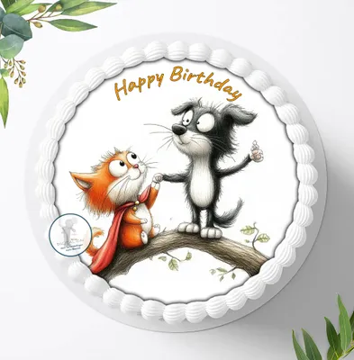 Produktbild von Für die Geburtstags Torte ein Tortenaufleger, Zuckerbild mit dem Motiv: Fellnasen, Essbares Foto für Torten, Fondant, Ø 20cm, 2424z