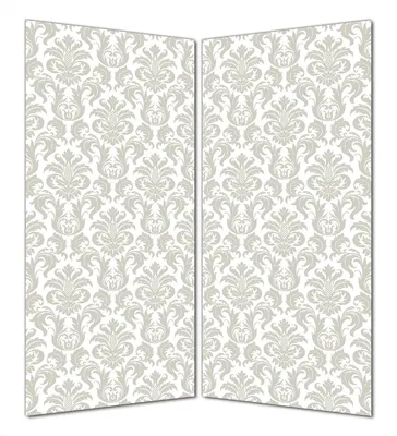 Produktbild von Wallario selbstklebende Duschrückwand 180 x 200 cm mit Motiv Königliche Schnörkelei in weiß und beige - Wandverkleidung mit Hochglanzlaminat in Glasoptik