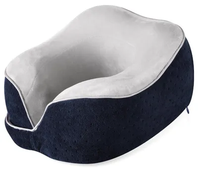 Productafbeelding van Reiskussen, U-vorm, traagschuim, ademend, marineblauw, fluweel
