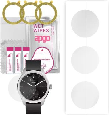 Produktbild von apgo 3 Stück Schutzfolie, klar, kompatibel mit Withings ScanWatch 2 Smartwatch, Hydrogel Displayschutzfolie mit Positionierhilfe, Displayfolie, robust und kratzfest