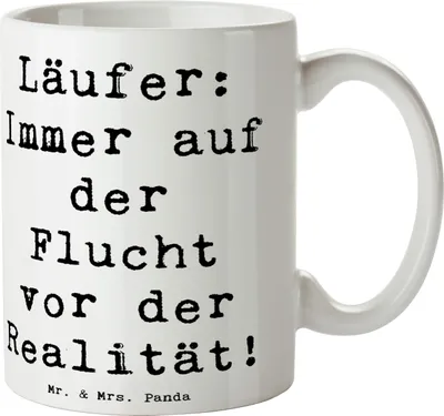 Produktbild von Mr. & Mrs. Panda Kaffeepott Spruch Laufen Realitätsflucht - Weiß - Geschenk, Teepott, Keramiktasse, Flucht, schöne tasse, Sportler, Läufer, Sport, kaffeetasse bedruckt