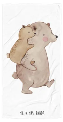 Produktbild von Mr. & Mrs. Panda Frotteehandtuch Papa Bär - Weiß - Geschenk, Duschtuch, Vatertag, Duschhandtuch, Strandtuch, flauschiges Handtuch, Badehandtuch, Geburtstag, Vorbild