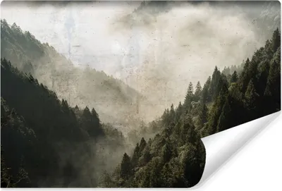 Produktbild von Muralo Vlies Fototapete für Esszimmer WALD IM NEBEL Bäume Landschaft 3D Retro Br. 208cm x Hö. 146cm