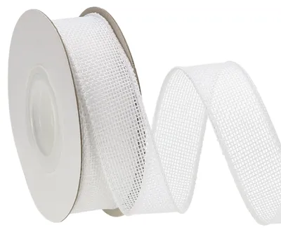 Productafbeelding van Juteband met draadrand - 2,5 cm x 9,14 m - Geschikt voor knutselwerk en decoratie - Wit
