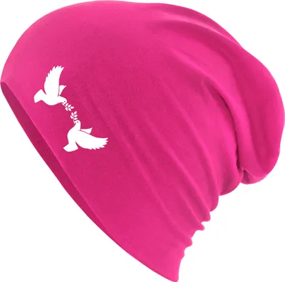 Produktbild von Huuraa Beanie Friedenstauben Fuchsia One Size Baumwolle und Elasthan Mütze Geschenkidee