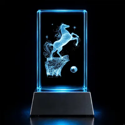 Zdjęcie produktu dla LED Nocna lampka z kryształu z motywem konia