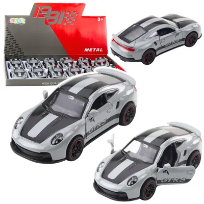 Zdjęcie produktu dla Metalowy samochód wyścigowy z otwieranymi drzwiami Szary Gtrs 1:43