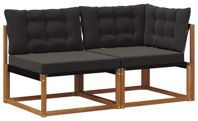 Image de Canapé d'extérieur central et d'angle vidaXL avec 7 coussins, couleur naturelle