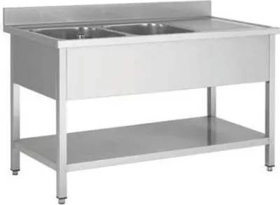 Zdjęcie produktu dla Zlewozmywak ze stali nierdzewnej, dwie komory po lewej stronie, 160 x 70