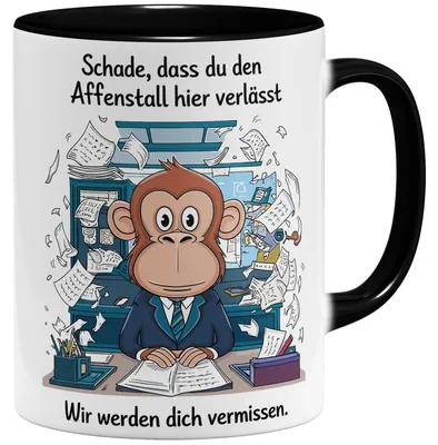 Kaffeetasse mit Spruch, 325 ml, Keramik, Schwarz, Abschiedsgeschenk