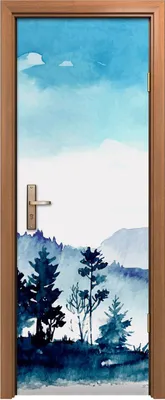 Produktbild von Türposter 70x200 cm Türaufkleber Türtapete Türfolie Klebefolie für das Wohnzimmer Aquarell Berge