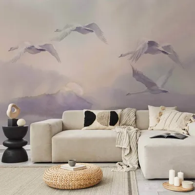 Produktbild von Vlies Fototapete - Flying Swans 200x140 cm Tiere g-B-0037-a-a