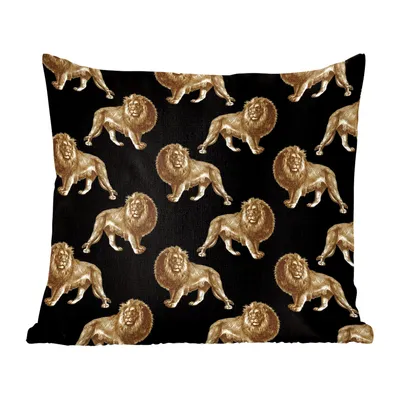 Produktbild von MuchoWow® Zierkissen Sofakissen Wohnzimmer Dekokissen 50x50 cm Muster - Löwe - Gold - Schwarz - Komfort - Sofakissen