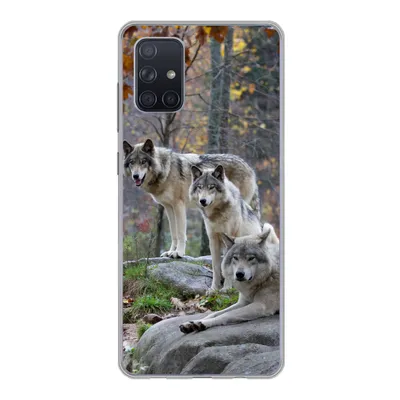 Produktbild von MuchoWow® Handyhülle Schutzhülle Hülle für Samsung Galaxy A51 Wölfe - Fels - Wald Silikon Softcase Handy Hülle - Schutzabdeckung